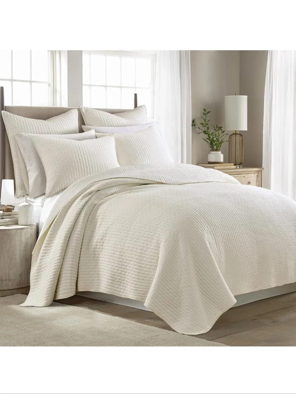 Levtex Home Cross Stitch Reversible Full/Queen Quilt Set (88x92in) with 2 Pillow